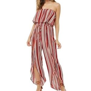 Sexy Striped Tulip Jumpsuit | Hers &‎ Mine | Large | NWOT #0128